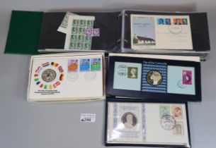 Collection of Great Britain First Day Covers in green album, 1966 - 71 together with three silver