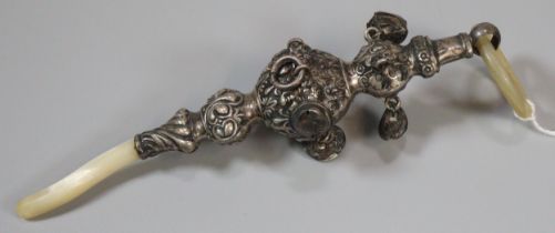 Edwardian silver babies rattle with teethers and bells. (B.P. 21% + VAT)