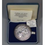The Royal Mint College of Arms Quincentenary Commemorative silver medallion in original fitted case.