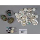 Collection of various loose gemstones and pearls, button pearls from Broome Australia together