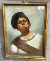 Italian School, portrait of a young boy smoking a cigarette and portrait of a bearded gentleman