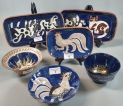 Sally Seymour (Penfro), collection of Welsh studio pottery to include: three rectangular dishes