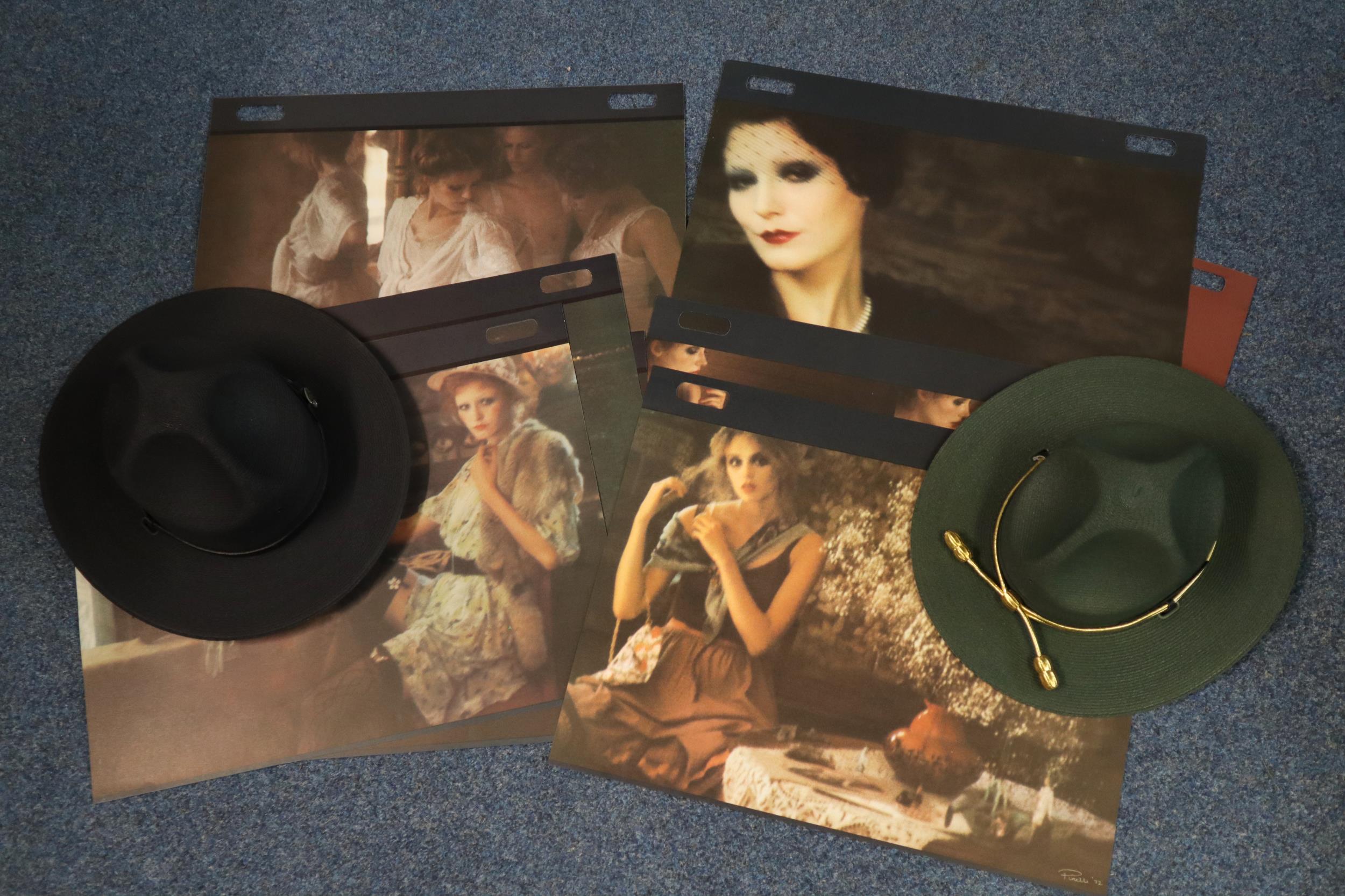 Two Stratton USA hats in original boxes together with a Pirelli calendar. (B.P. 21% + VAT)