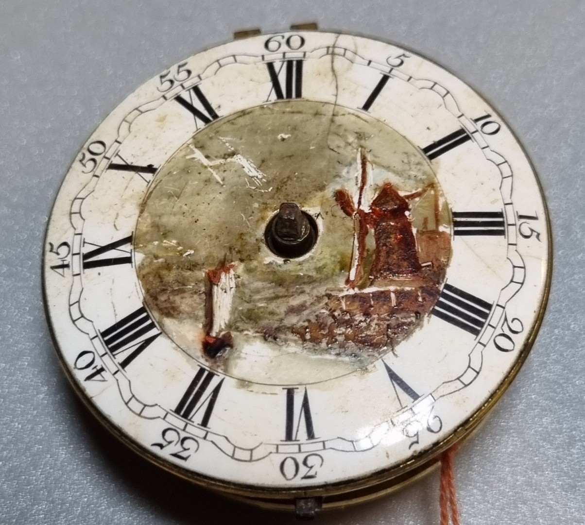 18th century Fusee pocket watch movement only marked J Wilders of London, having Roman painted - Image 2 of 7