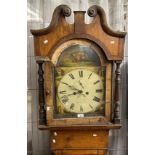 19th century Welsh oak eight day long case clock marked Fort Wengler, Llanelly. Distressed