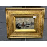 Alex Tawson (British born 1900), 'Floodtide on the Thames', signed. Oils on panel. 18x27cm approx.