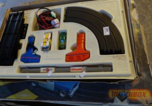 Matchbox Powertrack with working lights, Race and Chase racing set in original box together with