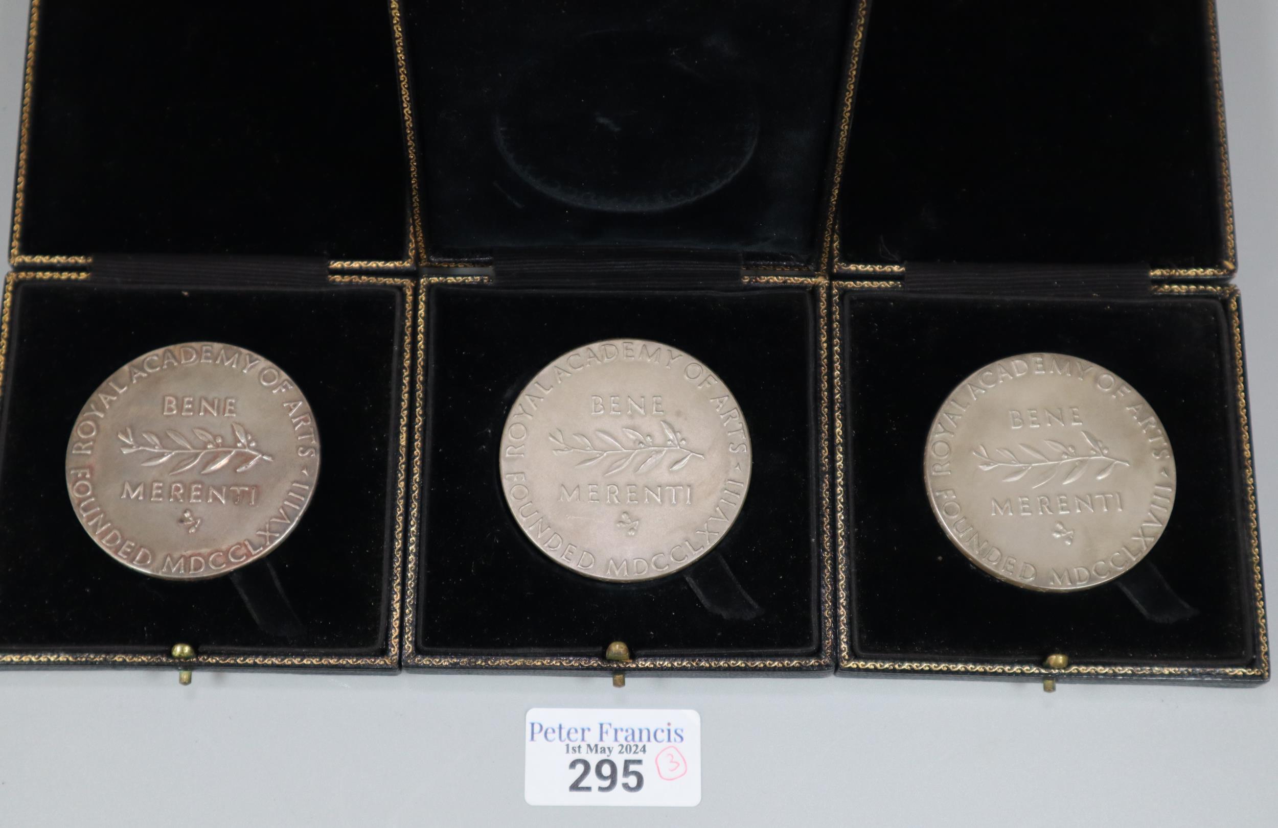 Group of three Royal Academy of Arts bronze medallions, each marked to the rim 'James Rutherford for - Image 2 of 2