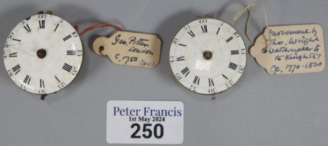 Two 18th century Fusee pocket watch movements only to include: one marked Thomas Wright of London