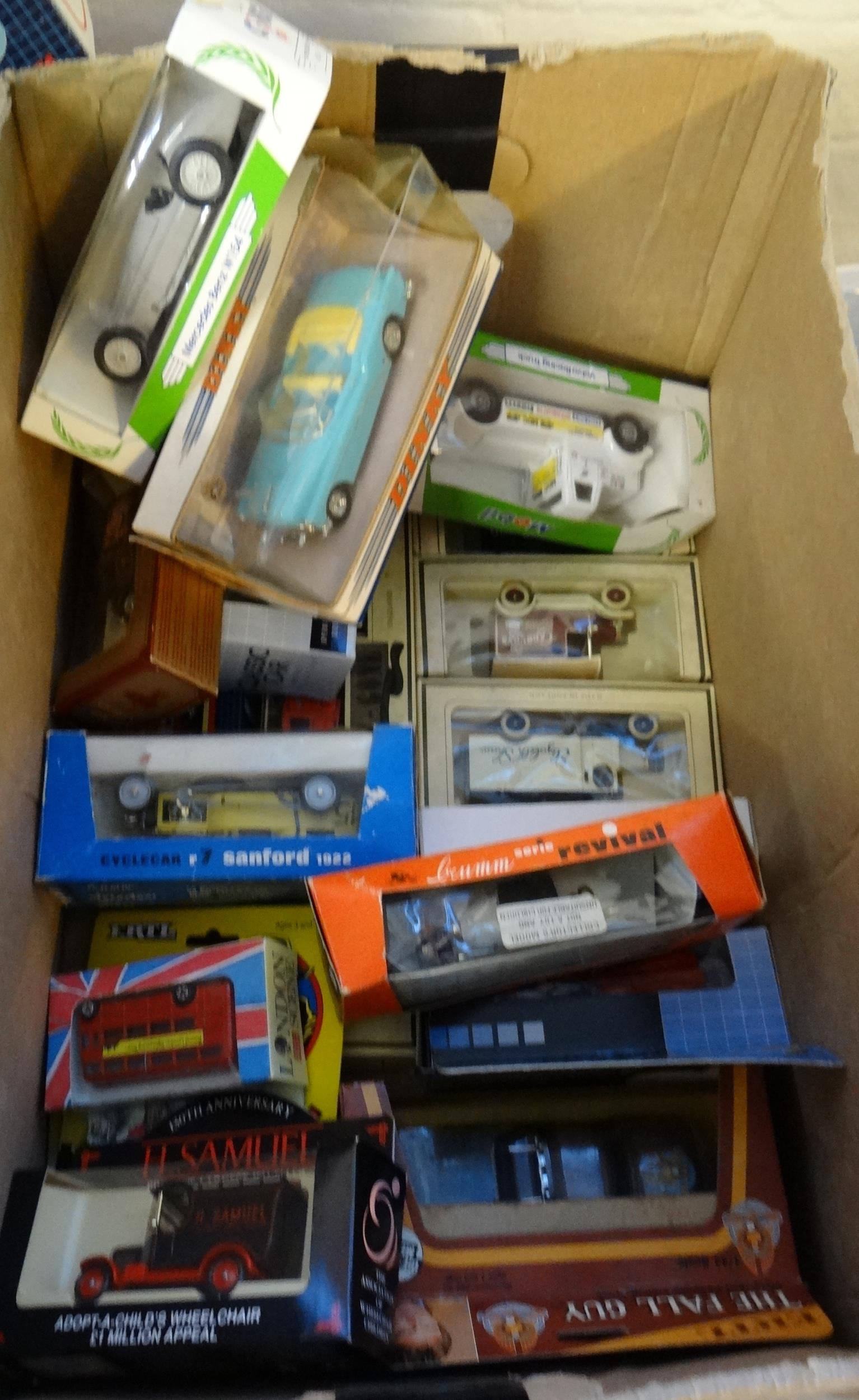 Two boxes of assorted diecast model vehicles, varying scales in original boxes to include: Matchbox, - Image 2 of 2