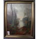 Parker Hagarty (British 1859-1934), Sylvan lake scene, signed. Oils on canvas. 54x42cm approx.