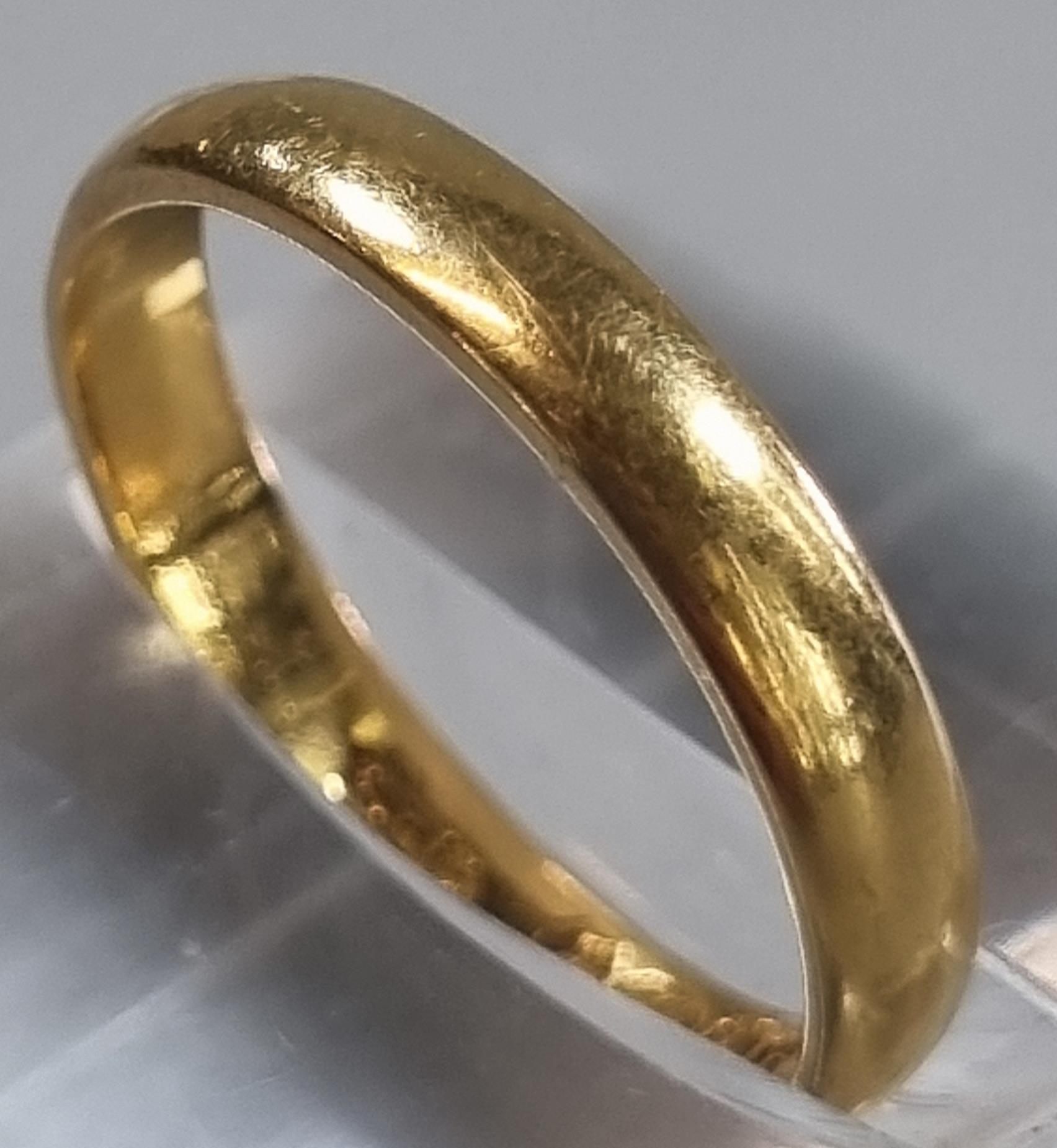 22ct gold wedding band. 3.2g approx. Size M. (B.P. 21% + VAT) - Image 2 of 4