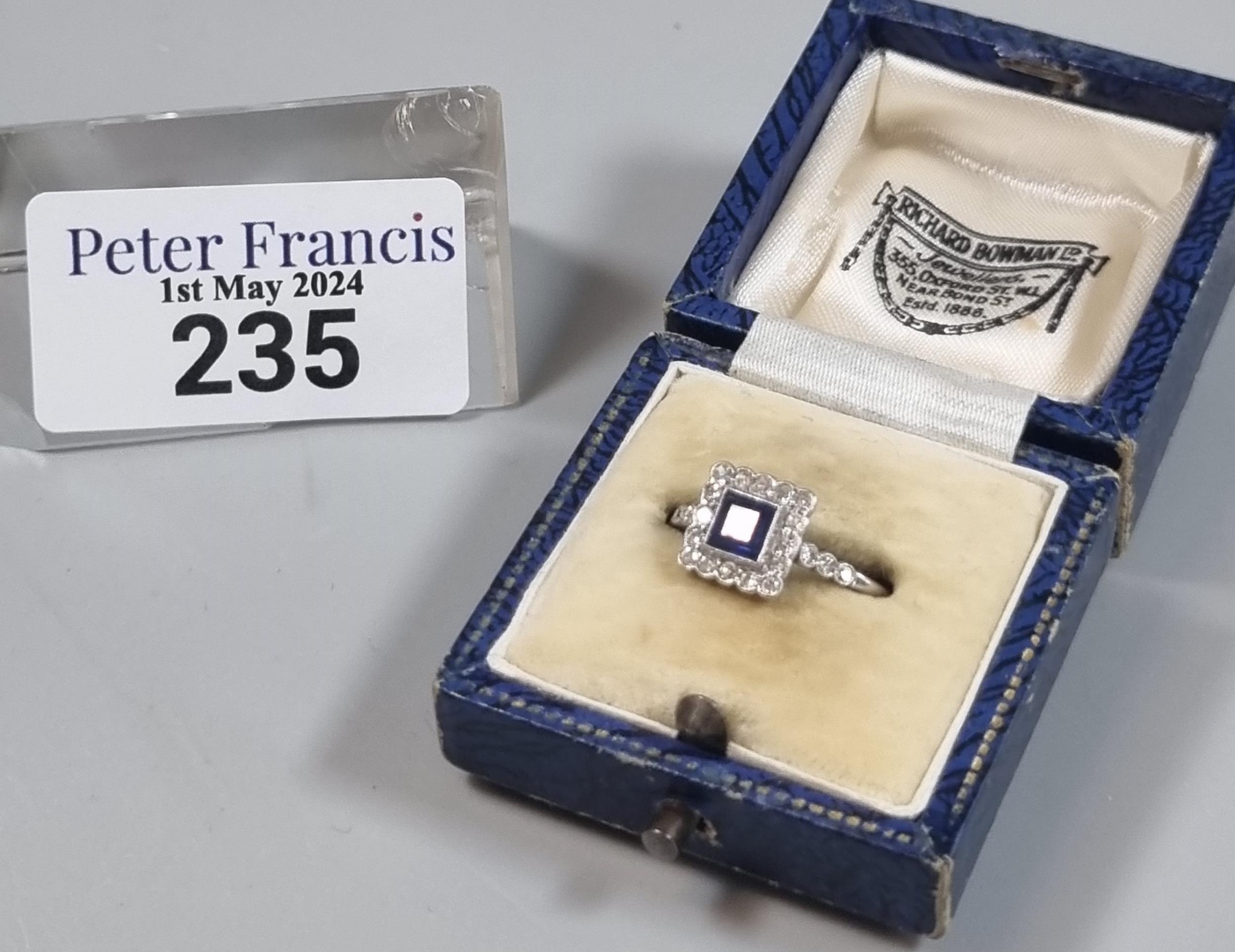 18ct white gold Art Deco design diamond and sapphire ring. 2g approx. size L. (B.P. 21% + VAT) - Image 4 of 4