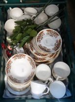 Box of china to include: Colclough 'Royale' design and Duchess teaware, artificial roses etc. (B.