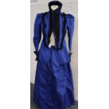 Victorian blue brocade lady's outfit comprising skirt and jacket. (2) (B.P. 21% + VAT) Altered at