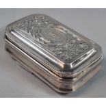 George III silver snuff box, Birmingham hallmarks 'For John Betridge, 1818'. 0.6 troy oz approx.