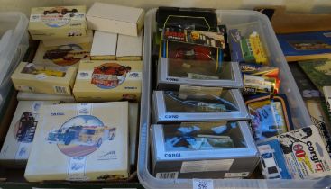 Two boxes of Corgi diecast model vehicles in original boxes to include: the Cardiff AEC Ladder