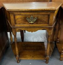 Tudor Oak Furniture, good quality oak single drawer side/console table with under tier on baluster