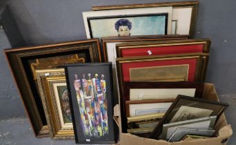 Box of assorted furnishing prints and other pictures, various,Group of assorted prints and paintings