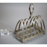 George V silver six section toast rack by Walker & Hall, Sheffield. 10.5 troy oz approx. (B.P. 21% +