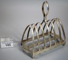 George V silver six section toast rack by Walker & Hall, Sheffield. 10.5 troy oz approx. (B.P. 21% +