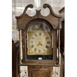 19th century oak 30 hour long cased clock by Evan Williams Trecastle. Distressed condition. (B.P.