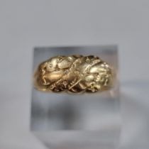 9ct gold weave design ring. 4g approx. Size T. (B.P. 21% + VAT)