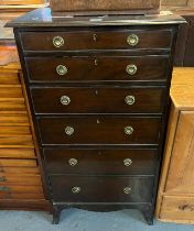 Edwardian mahogany narrow straight front chest of six graduated drawers. 59x40x106cm approx. (B.P.
