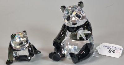 Swarovski Crystal Endangered Wildlife Panda and her Cub, designed by Heinz Tabertshofer. In original