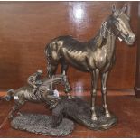 The Juliana Collection bronzed sculpture of a horse on naturalistic base together with a bronzed