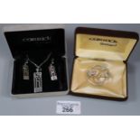 Carrick Scotland silver Mackintosh style pendant on chain and earrings set together with a Carrick