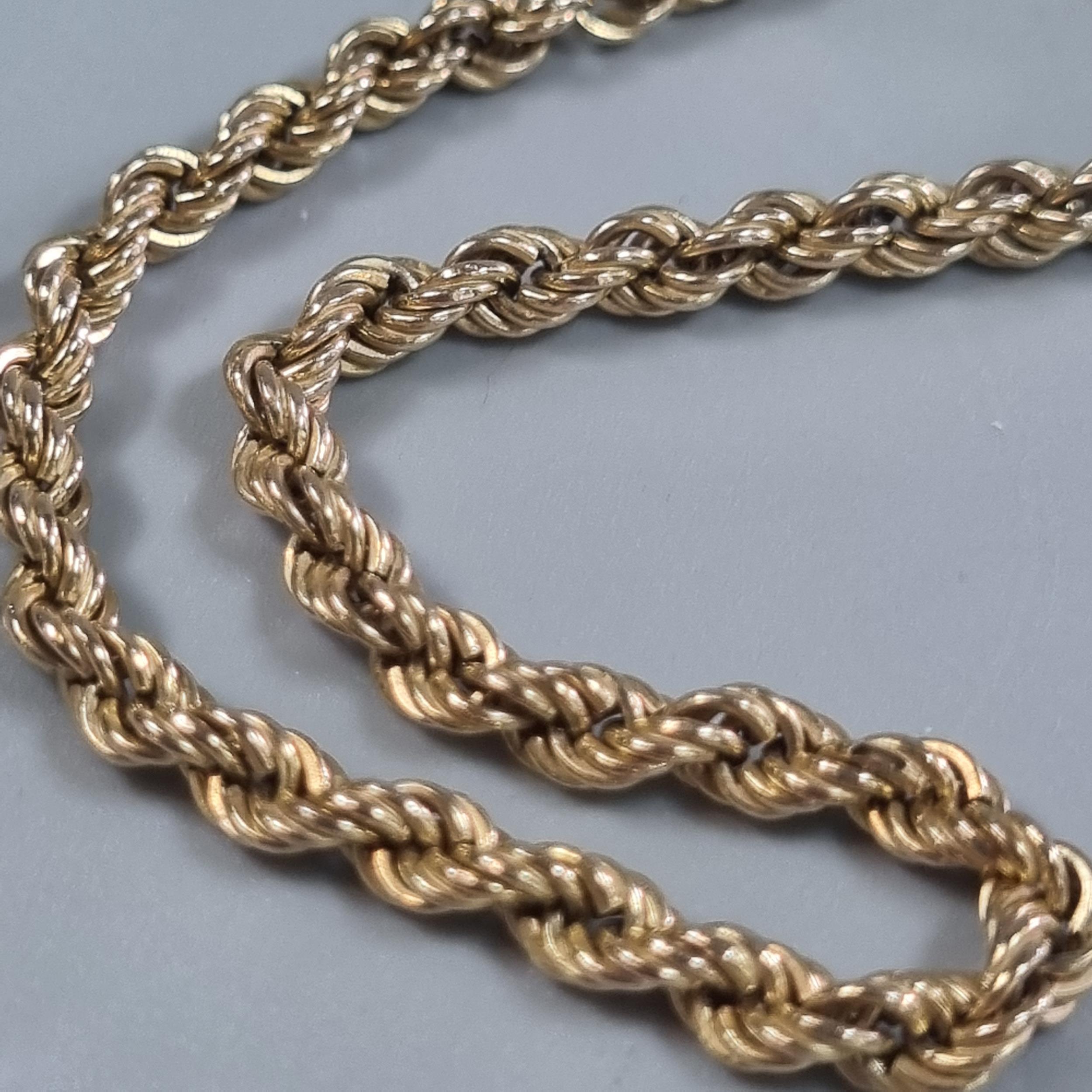 9ct gold rope twist bracelet. 2.2g approx. together with a 9ct gold crucifix pendant and plated - Image 3 of 3