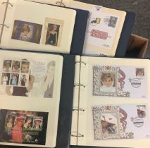Large collection of Princess Diana stamps and First Day Covers in seven albums. Fine lot. (B.P.