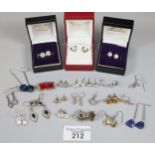 Collection of assorted earrings, pearls, clear and coloured stones etc. (B.P. 21% + VAT)
