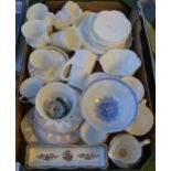 Crate of china to include: warranted 22kt gold bone china teaware, Royal Stafford coffeeware,