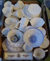 Crate of china to include: warranted 22kt gold bone china teaware, Royal Stafford coffeeware,