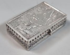 Israeli 925 silver snuff box with map to the hinged cover and marked 'I M Fan' to the back. 0.5 troy