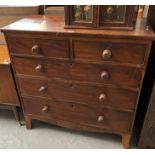 19th century mahogany straight front chest of two short and three long drawers with turned handles