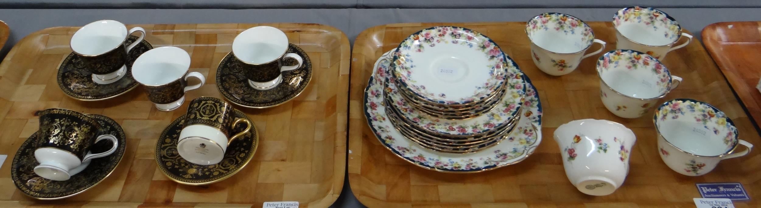 Royal Doulton 1920's floral part teaset; teacups and saucers, plates etc. Together with a tray of