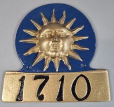 Cast iron Sun Insurance Fire Sign/Fire Mark, marked 1710 with impressed marks Salop Iron to the