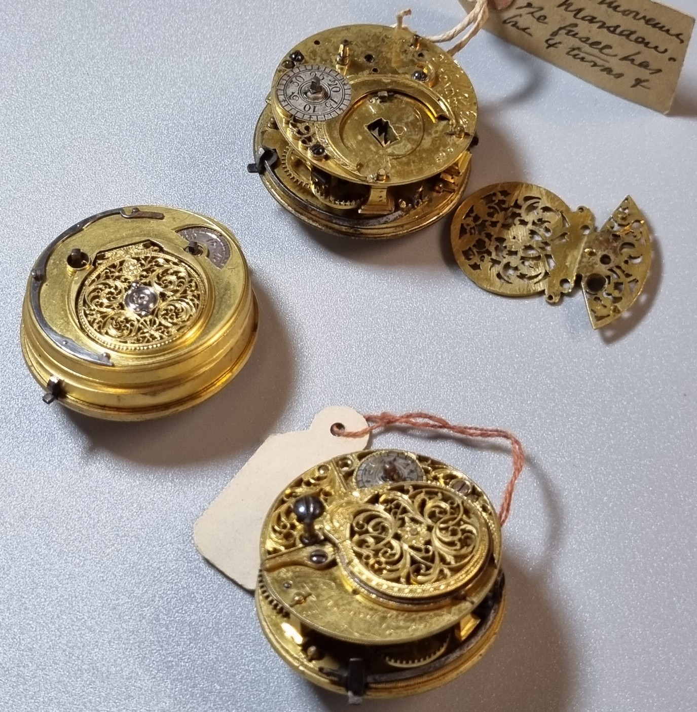 Group of three 18th/19th century Fusee pocket watch movements only, to include: one marked William - Image 3 of 10