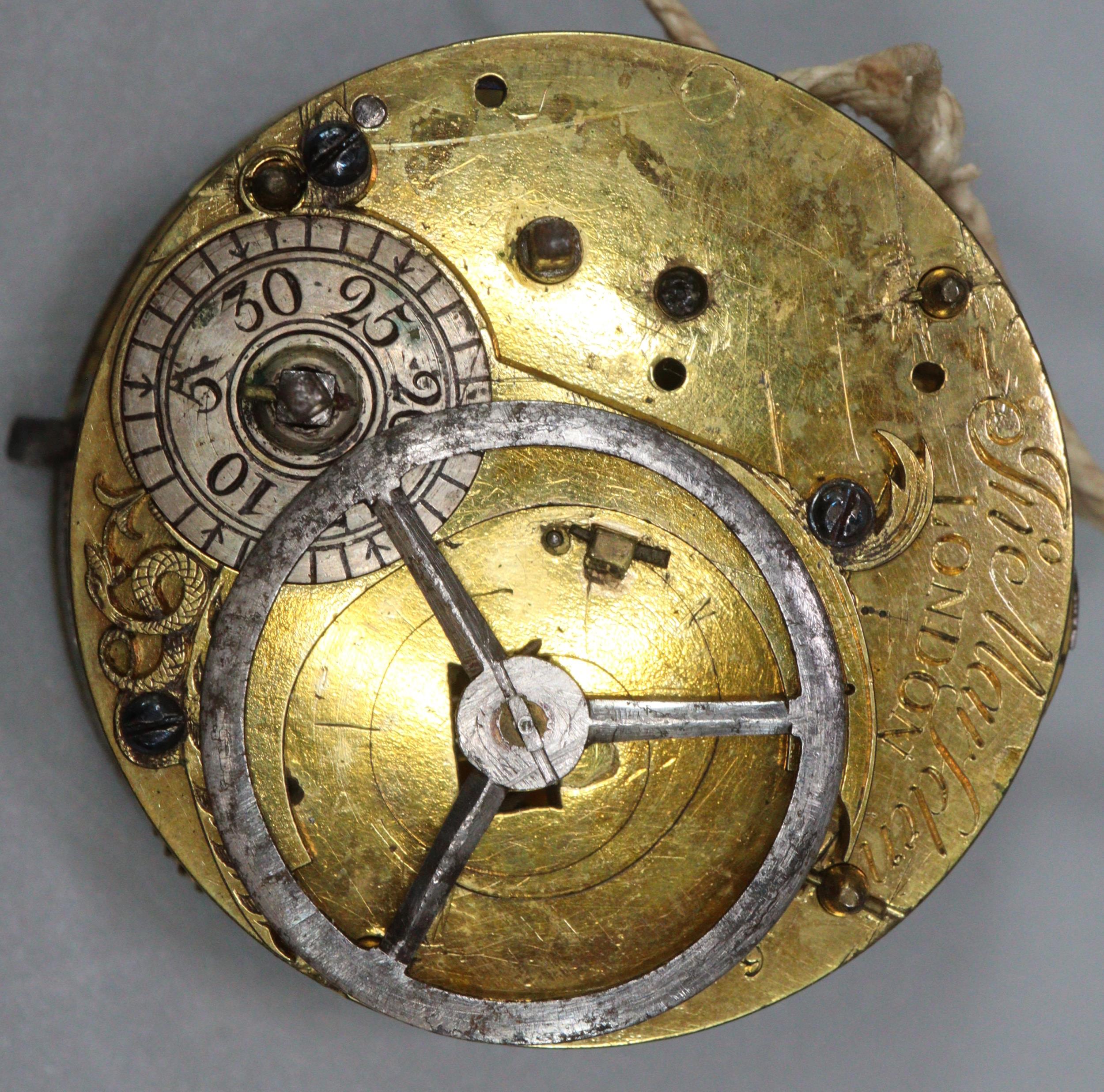 Group of three 18th/19th century Fusee pocket watch movements only, to include: one marked William - Image 6 of 10