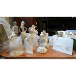 Tray of Lladro Spanish porcelain to include: Lladro collectors society scroll with dove and plaque