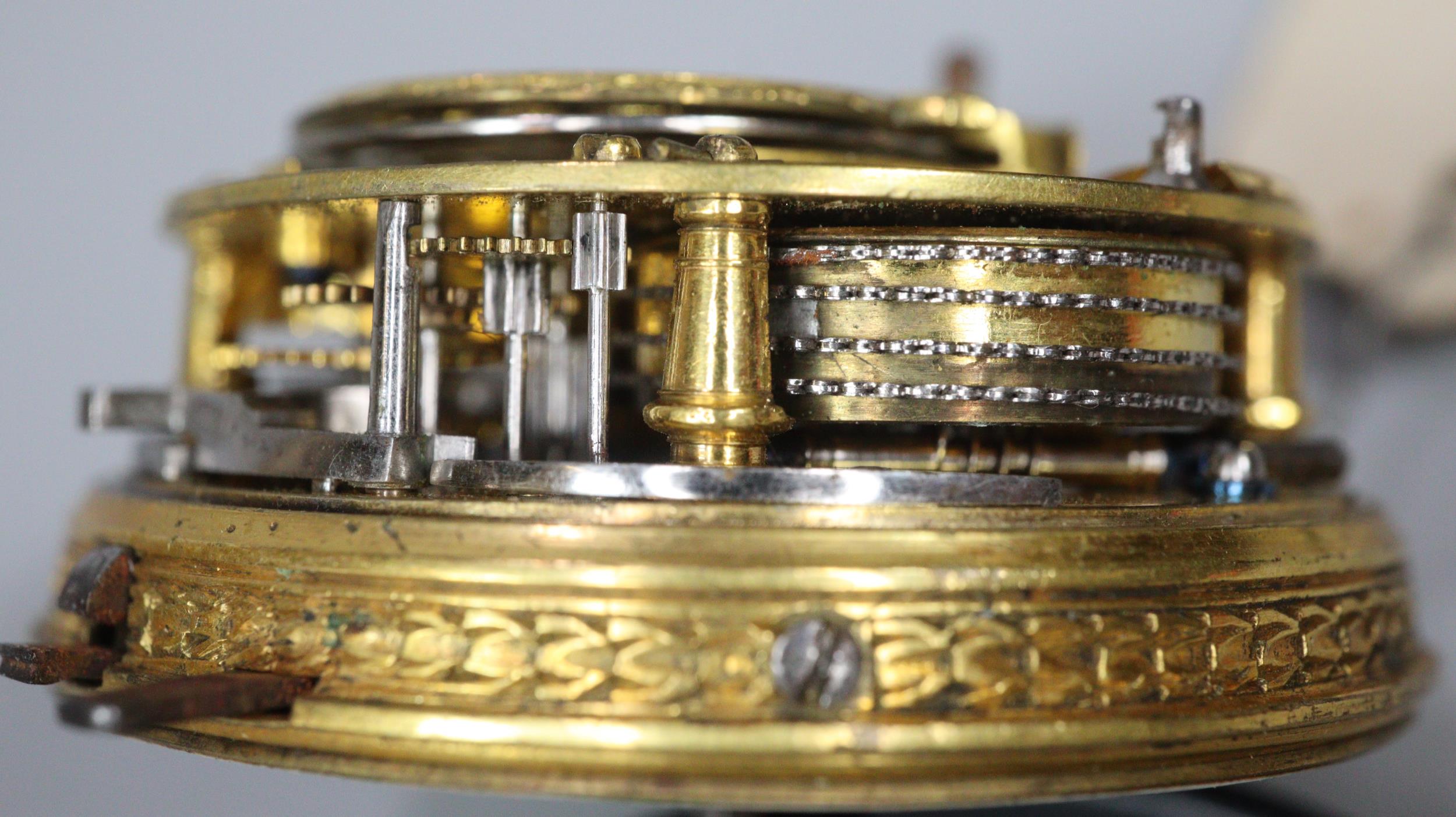 18th century pocket watch movement only by Andrew Dunlop of London, having Fusee movement with - Image 4 of 4