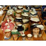 Tray of Royal Doulton items to include: 'Lydia' figurine, various sizes of character jugs; 'John