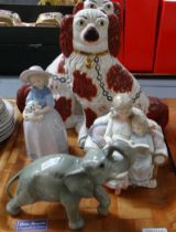 Collection of ceramics to include: pair of Staffordshire style seated Spaniels, two The Leonardo