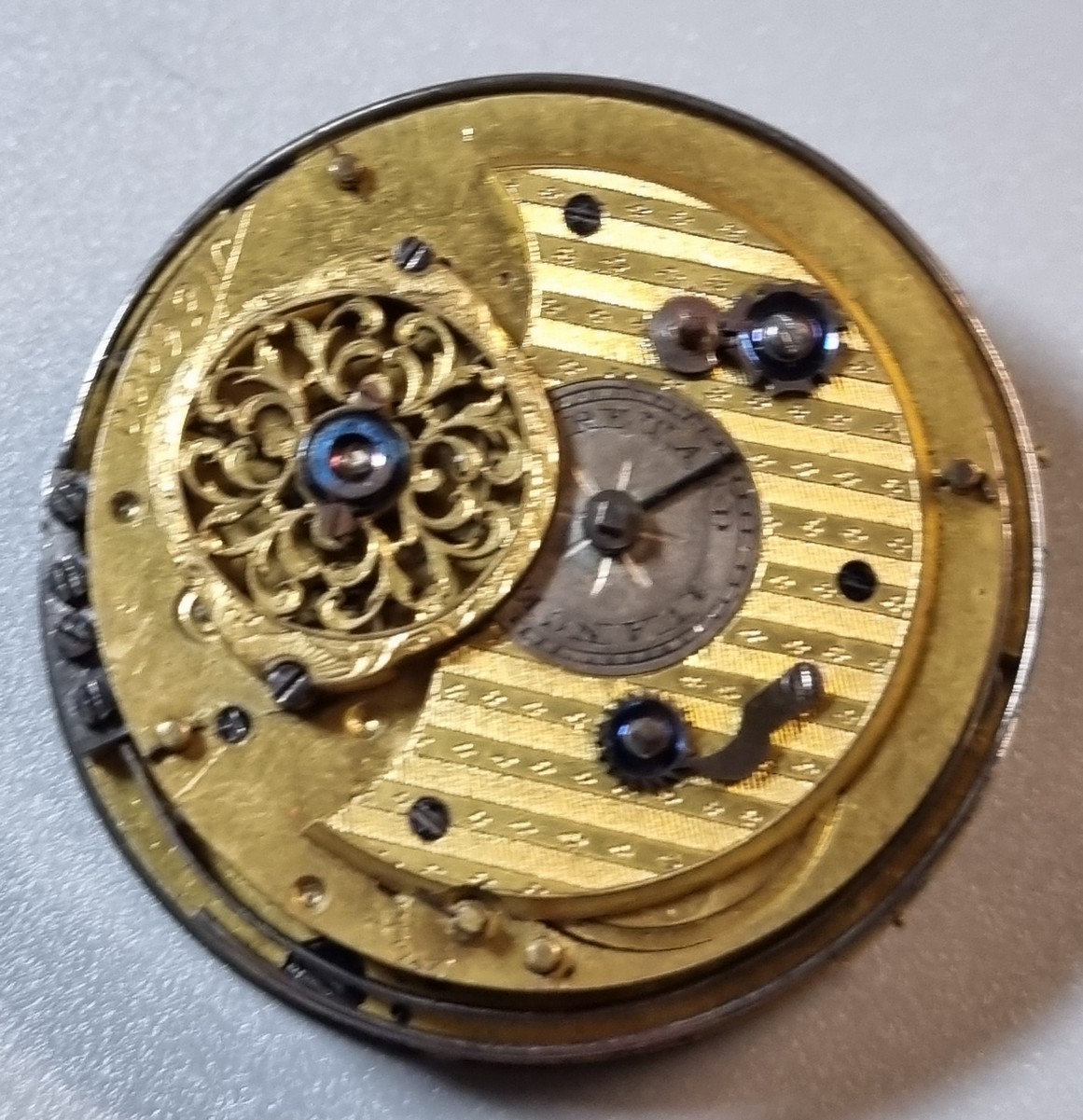 18th century Fusee pocket watch movement only marked J Wilders of London, having Roman painted - Image 6 of 7