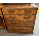 19th century mahogany straight front chest of four drawers on a platform base. 75x42x72cm approx. (