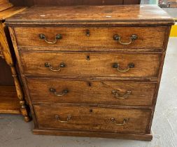 19th century mahogany straight front chest of four drawers on a platform base. 75x42x72cm approx. (