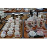 Two trays of mostly china to include: fourteen Royal Crown Derby 'Derby Posies' coffee cups and